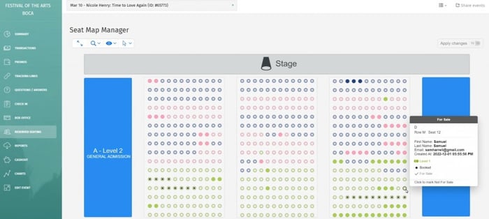 A preview of the Seat Maps dashboard interface